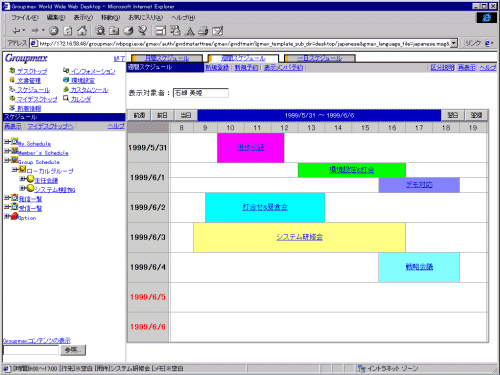 Detailed screen for Web linkage schedule