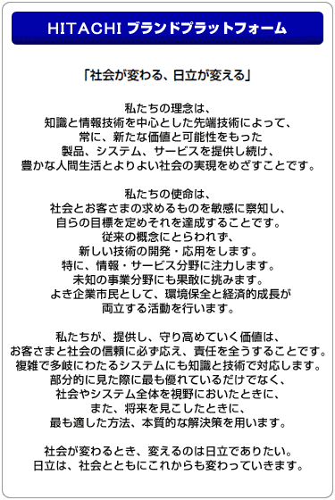 HITACHI �u�����h�v���b�g�t�H�[��