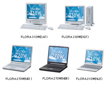 上段左：FLORA 310W(DA7)　上段右：FLORA 330W(DG7)　下段左：FLORA 270W(NE1)　下段中：FLORA 270W(NB6)　下段右：FLORA 210W(NL5)