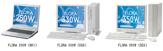 左：FLORA 250W (NX1)　中央：FLORA 330W (DG9)　右：FLORA 350W (DE8)