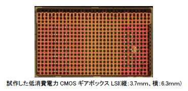[画像]試作した低消費電力CMOSギアボックスLSI