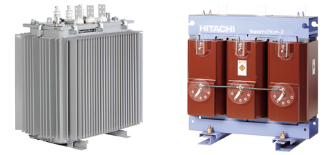 「SuperトップランナーⅡ」シリーズ([画像左]油入変圧器、[画像右]モールド変圧器)