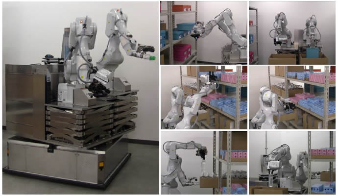 [画像]制御技術の開発のために製作した自律移動型双腕ロボット