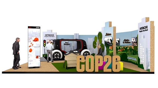 [画像]COP26「グリーン・ゾーン」における日立グループの展示ブース外観