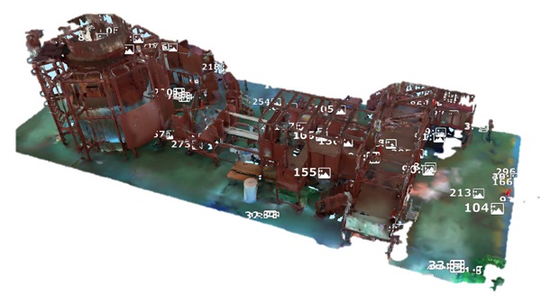 [画像]メタバース空間上に再現された原子力発電所内の構造物の実寸大模型 (俯瞰)