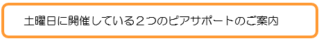 土曜日に開催している２つのピアサポートのご案内