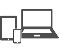 複数のデバイスのイメージ（PC、タブレット端末、スマートフォン…）