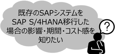 既存のSAPシステムをSAP S/4HANA移行した場合の影響・期間・コスト感を知りたい