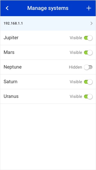 HMC Mobile Manage systems view