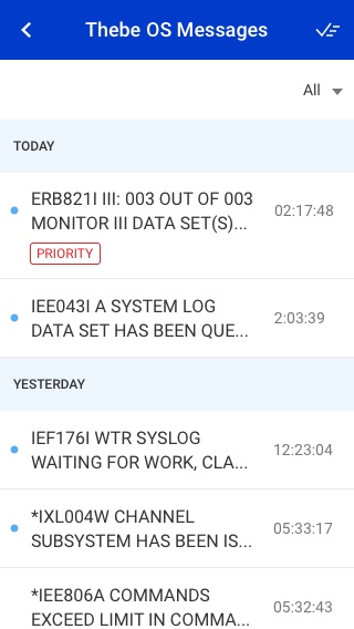 HMC Mobile Priority OS Messages view