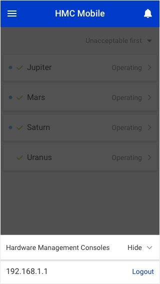 HMC Mobile Logout view